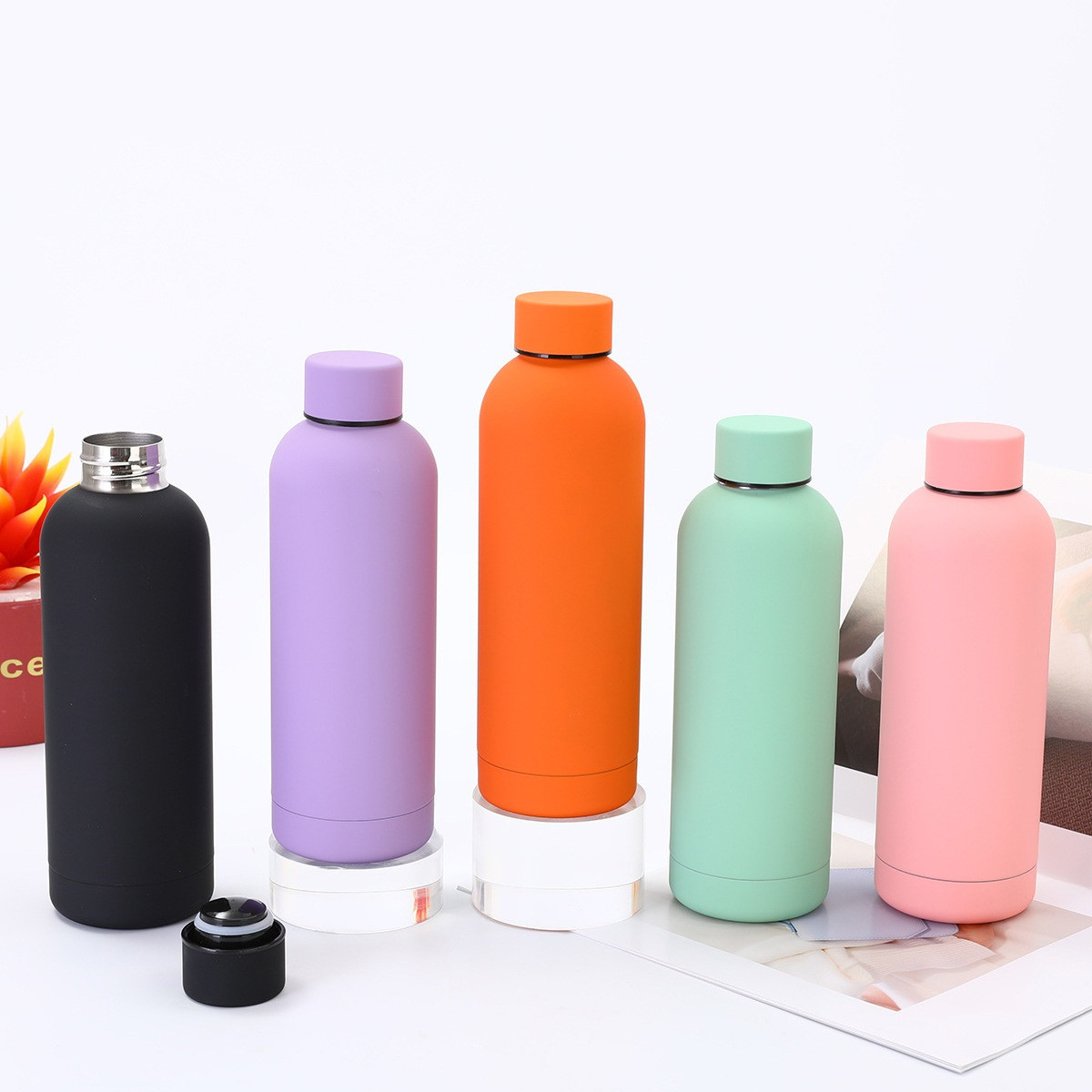 304 stainless steel small mouth bottle gray 350ml