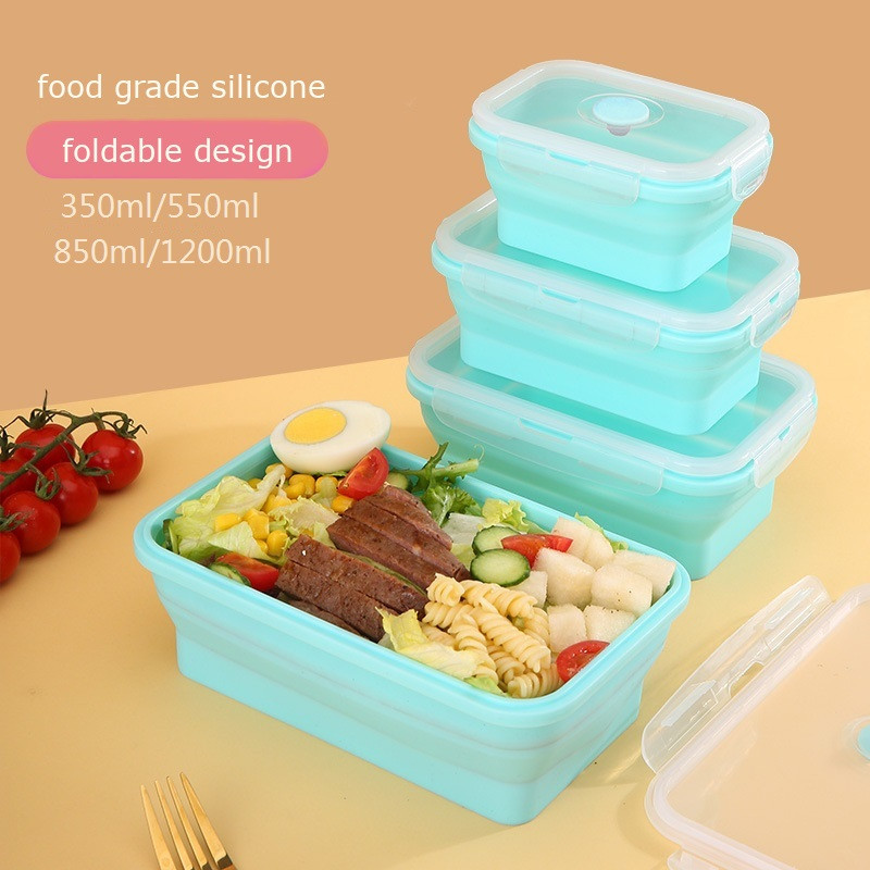 Silicone rectangular folding lunch box